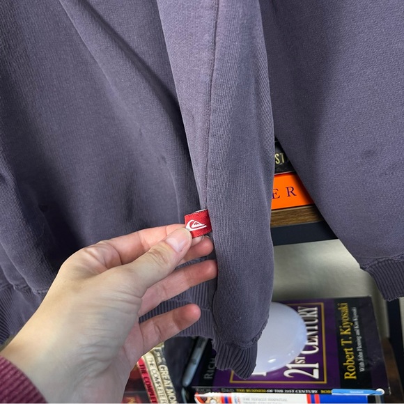 Vtg 90s Y2K Quiksilver Hoodie L Pullover Sweatshirt Grunge Trashed Distressed - Picture 7 of 13